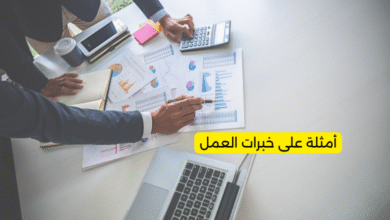 أمثلة على خبرات العمل