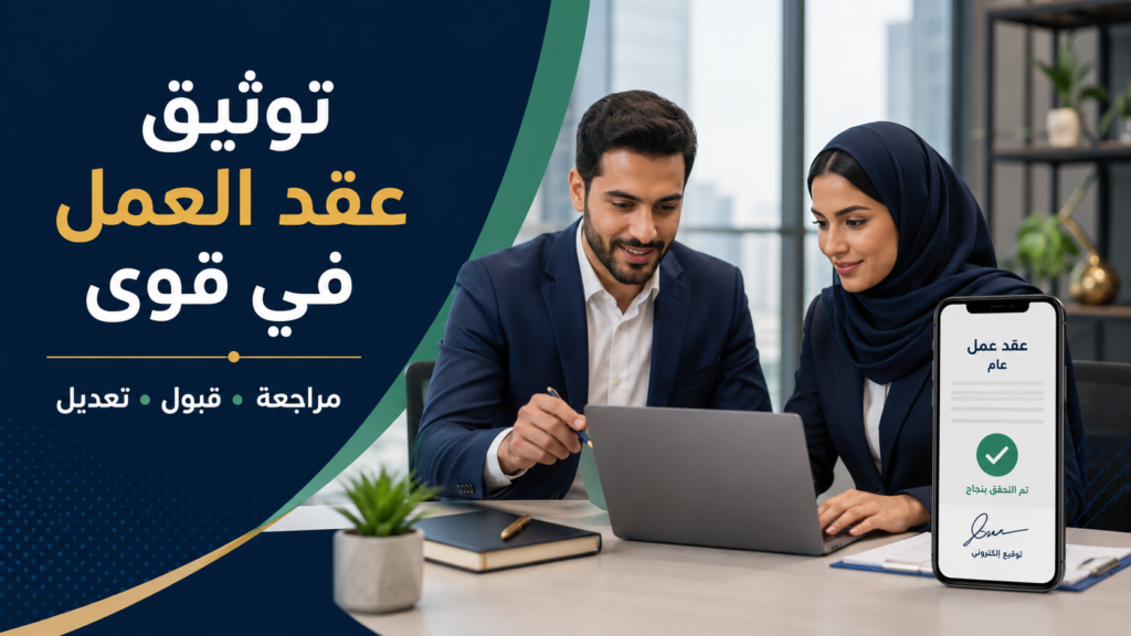 توثيق عقد العمل في قوى وطريقة مراجعة العقد وقبوله أو طلب تعديله